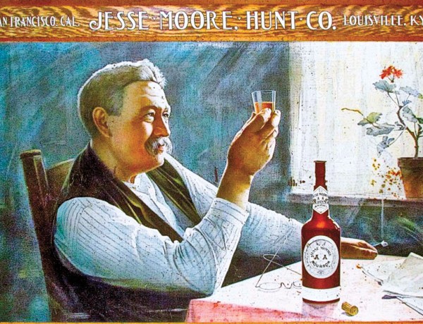 One of the South’s largest whiskey houses made its way out west in 1876. 
Henry Browne Hunt worked the office in San Francisco, California, while Jesse Moore oversaw the distillery in Louisville, Kentucky. Their AA brand, advertised above, was the company’s highest quality whiskey.
– True West Archives –