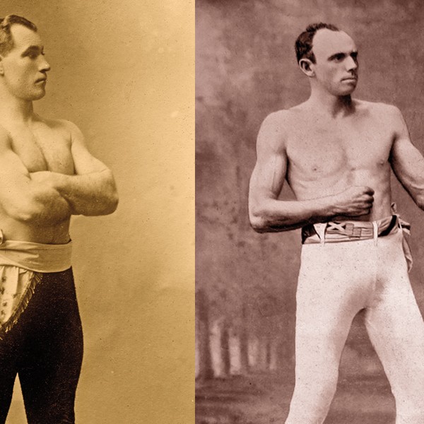 Wyatt Earp’s friendship with Thomas Sharkey (left) suggests he may have indeed called a foul on Robert Fitzsimmons (right) to give the win to Sharkey.
– True West Archives –