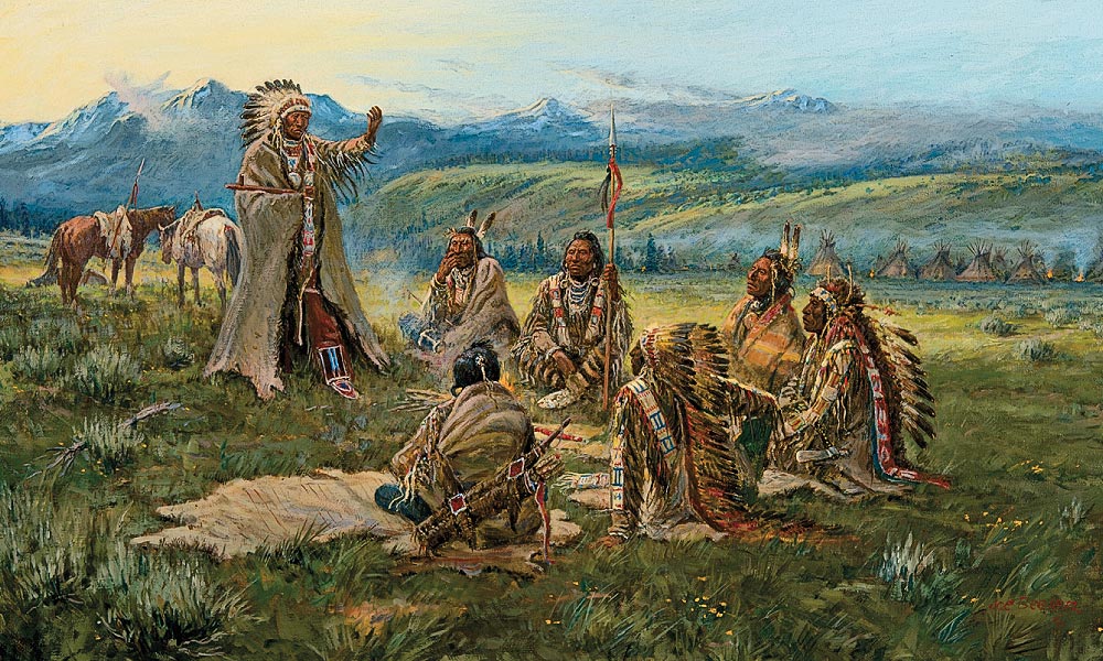 Collectors bid high on the artist’s historical oils: $75,000 for Meeting of the Mountain Chiefs at Scottsdale Art Auction.