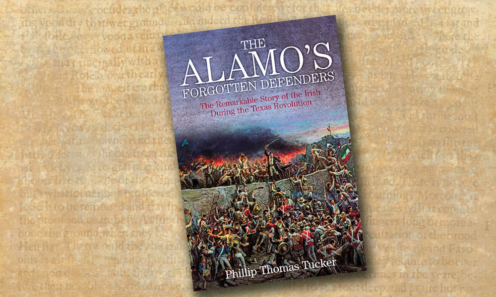 South Carolina born, Scotch-Irish Alamo Commander Lt. Col. William Barret Travis’s dedication to revolution and independence is a theme extensively explored by Philip Thomas Tucker in The Alamo’s Forgotten Defenders—The Remarkable Story of the Irish During the Texas Revolution. – Travis’s Vigil Courtesy Artist Gary Zaboly –