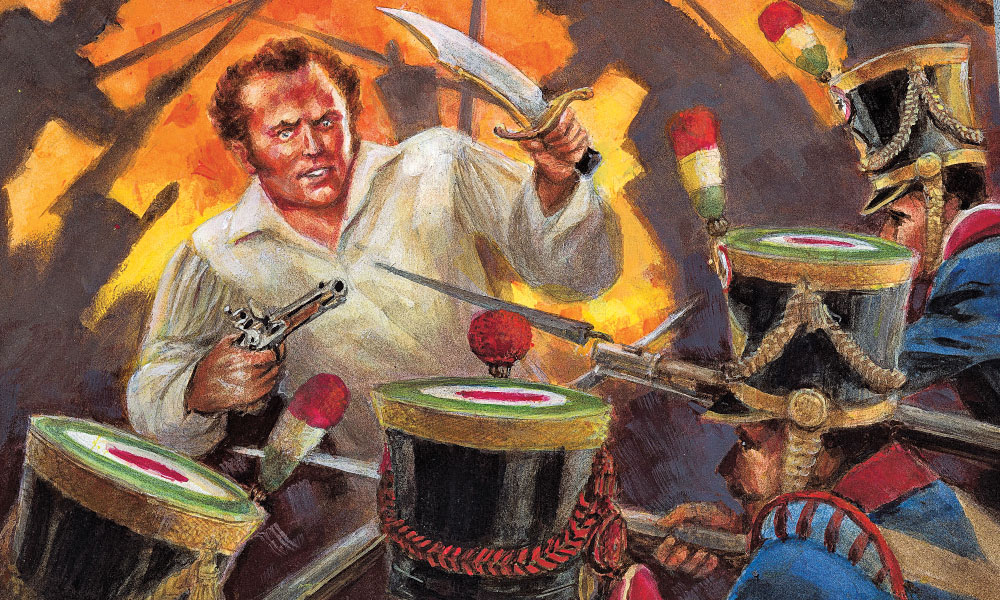 How Did James Bowie Really Die? Did the famed Alamo defender go down as a gallant hero, fighting to the death, as illustrated here? Or should history remember him dying as a sick, feeble, angry coward? – Illustrated by Joseph Musso –